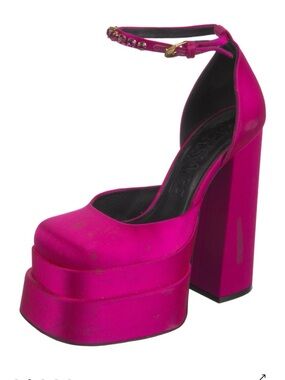 Versace Fuchsia Platform Ankle-Strap Pumps